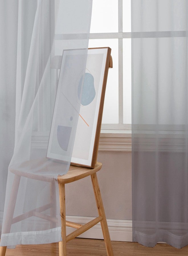 Simplebrand Light Grey Sheer Curtains 63 Inch Length 2 Panels, Rod Pocket Solid Color Window Sheer Curtain Panels, Elegant Curtains & Drapes for Living Room, Bedroom 2 Panels (42" W x 63" L) - Image 4