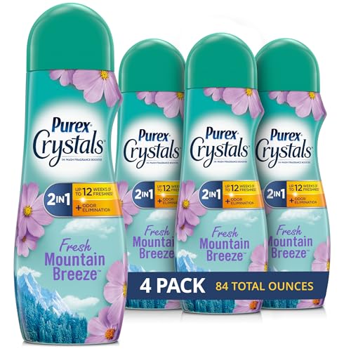 Purex Crystals In-Wash Scent Booster, Fresh Mountain Breeze, 21 oz (Pack of 4), Long-Lasting Freshness & Odor Elimination Technology - Image 1