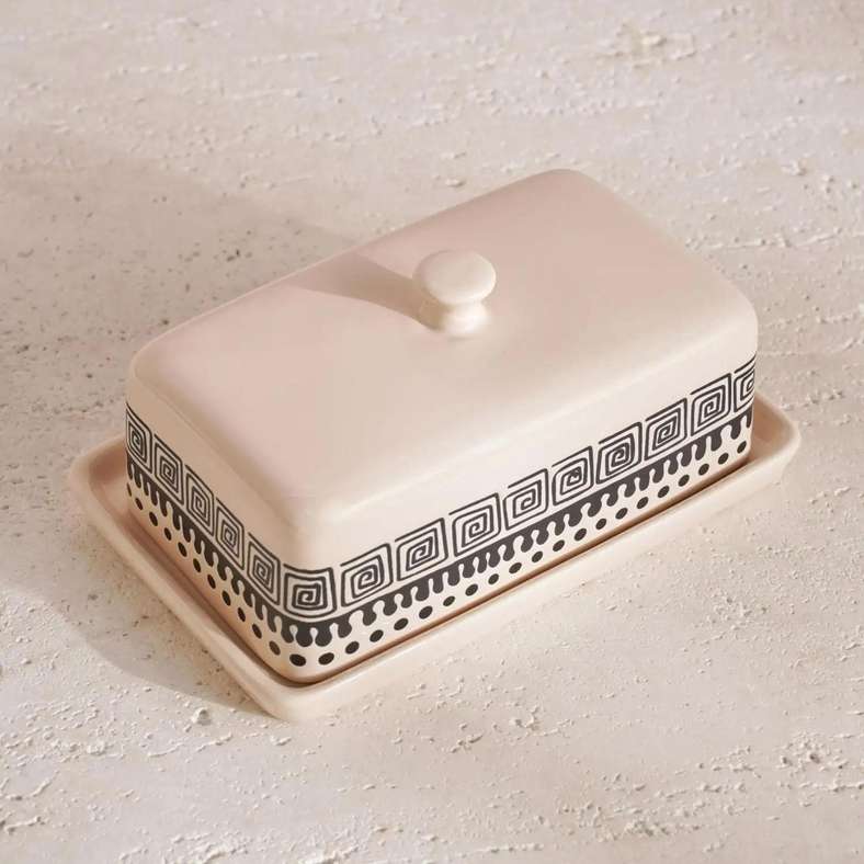 Pan Home طبق زبدة إيليني العرقي - أسود وبيج - Image 2