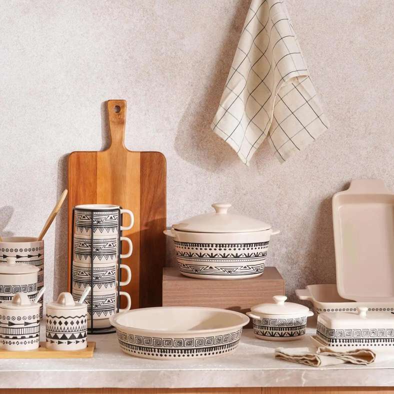 Pan Home طبق زبدة إيليني العرقي - أسود وبيج - Image 4