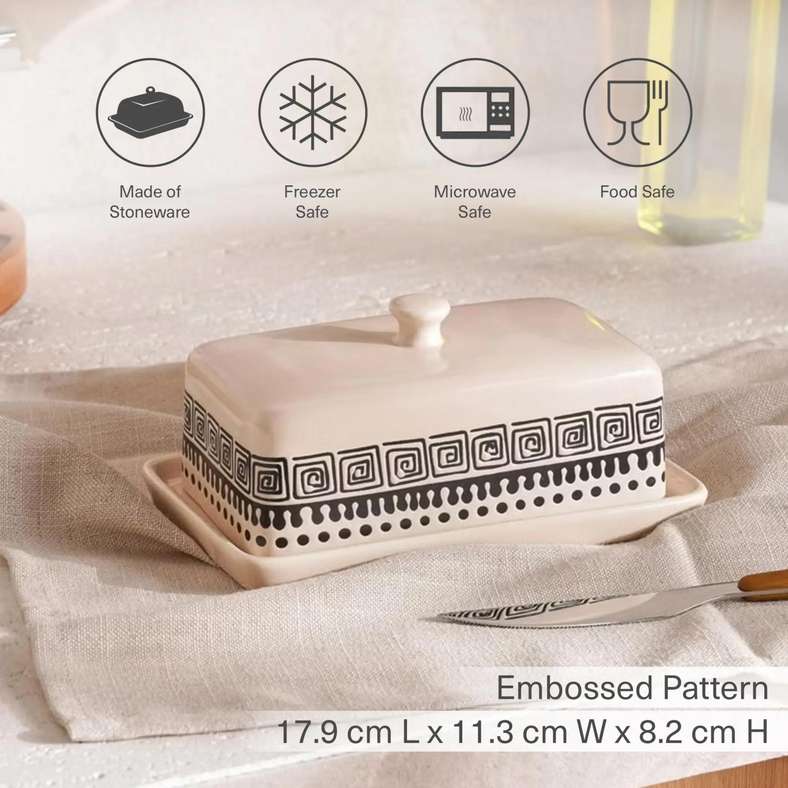 Pan Home طبق زبدة إيليني العرقي - أسود وبيج - Image 5