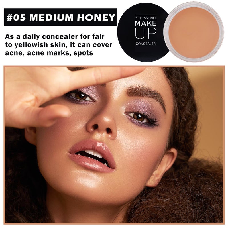 QIUFSSE Under Eye Concealer for Dark Circles Color Corrector Pro Full Coverage Concealer de oieras Long-lasting Cover up Makeup-05 MEDIUM HONEY - Image 2