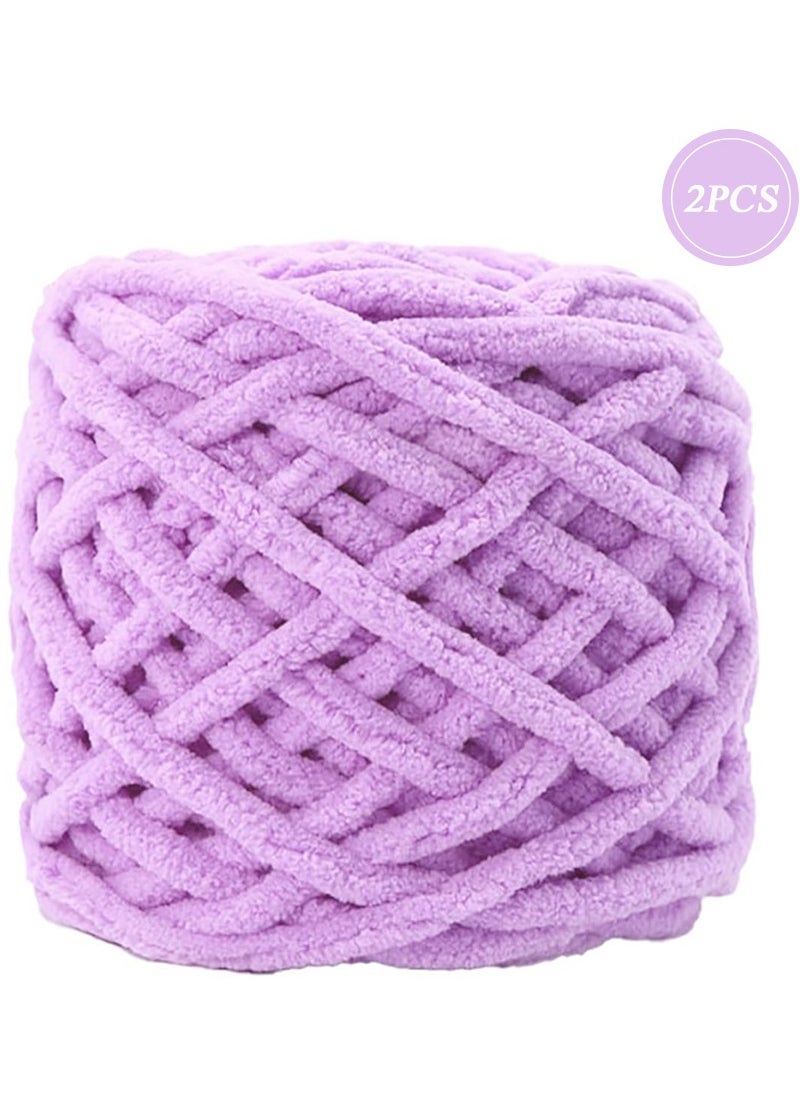 MileMelo 2-Piece Knitting Wool Yarn,Knitting Yarn Coarse Yarn for Crochet, Soft Chunky Yarn for Projects Making Plush Balls Handmade Bags Sweaters Shoes Hats Blankets Scarves Purple  - Image 1