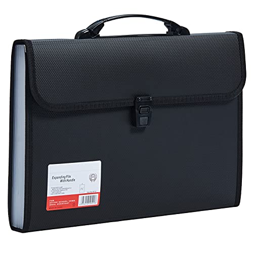JIZISO Legal Size 13 Pocket Accordian File Organizer Expanding File Folder for FC A4 Paper, Briefcase File Case with Durable Handle & Buckle Closure for School Home & Business (Black-2) - Image 1