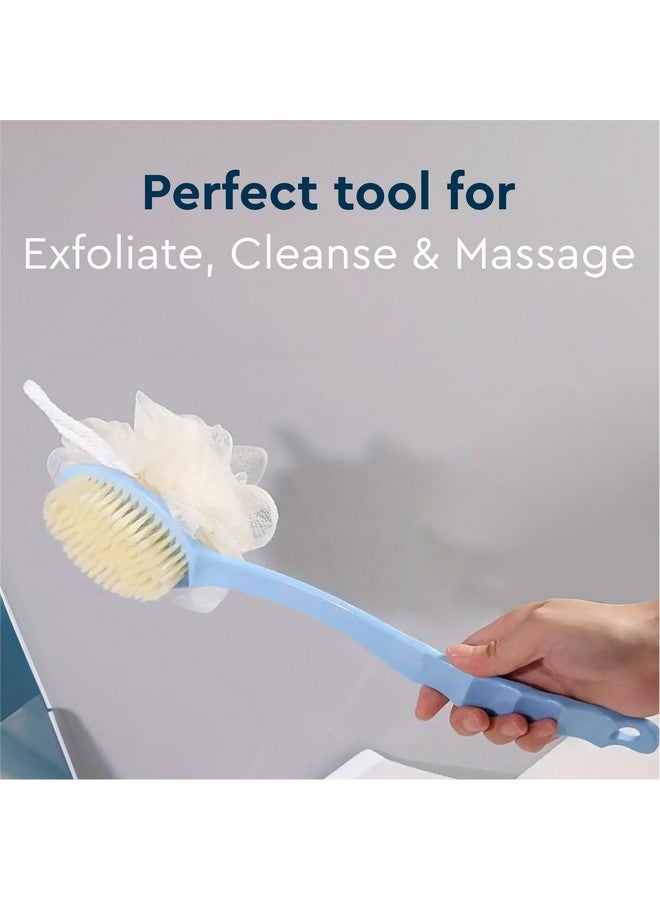 غوب ليفة 2 في 1 مع مقبض خلفي، تقشير مزدوج الجوانب لتنظيف وتقشير وتدليك شعيرات النايلون الناعمة لتنظيف الركبتين والكوع والكاحل بشكل فعال (متنوعة) - Image 4