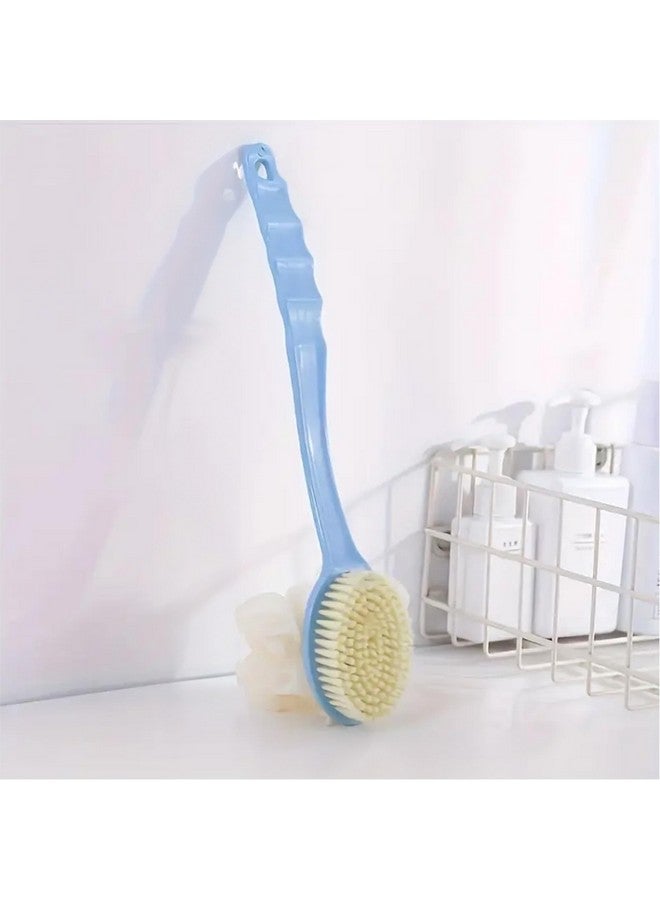 غوب ليفة 2 في 1 مع مقبض خلفي، تقشير مزدوج الجوانب لتنظيف وتقشير وتدليك شعيرات النايلون الناعمة لتنظيف الركبتين والكوع والكاحل بشكل فعال (متنوعة) - Image 2