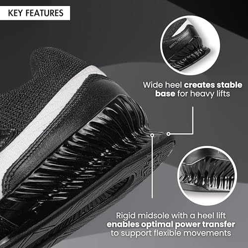 RXN Hercules Weightlifting Shoes for Men and Women - WLS-4 Weight Lifting Shoes for Powerlifting, Deadlifting & Crossfit - Strap and Lace-Up Gym Shoes - Non-Slip Olympic Lifting Shoes (Black/Grey, 3) - Image 5
