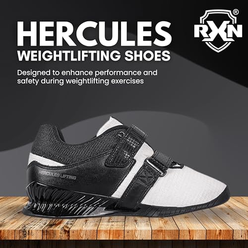 RXN Hercules Weightlifting Shoes for Men and Women - WLS-4 Weight Lifting Shoes for Powerlifting, Deadlifting & Crossfit - Strap and Lace-Up Gym Shoes - Non-Slip Olympic Lifting Shoes (Black/Grey, 3) - Image 2