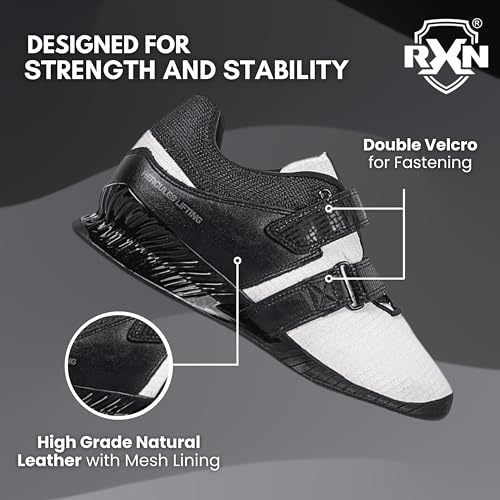 RXN Hercules Weightlifting Shoes for Men and Women - WLS-4 Weight Lifting Shoes for Powerlifting, Deadlifting & Crossfit - Strap and Lace-Up Gym Shoes - Non-Slip Olympic Lifting Shoes (Black/Grey, 3) - Image 4