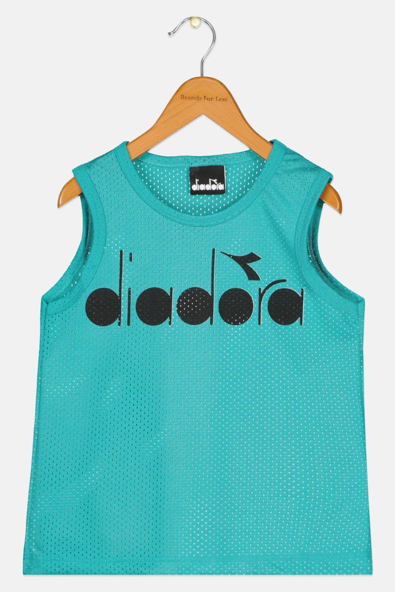 DIADORA Toddlers Boy Sleeveless Brand Logo Sportswear Tank Top, Turquoise - Image 1