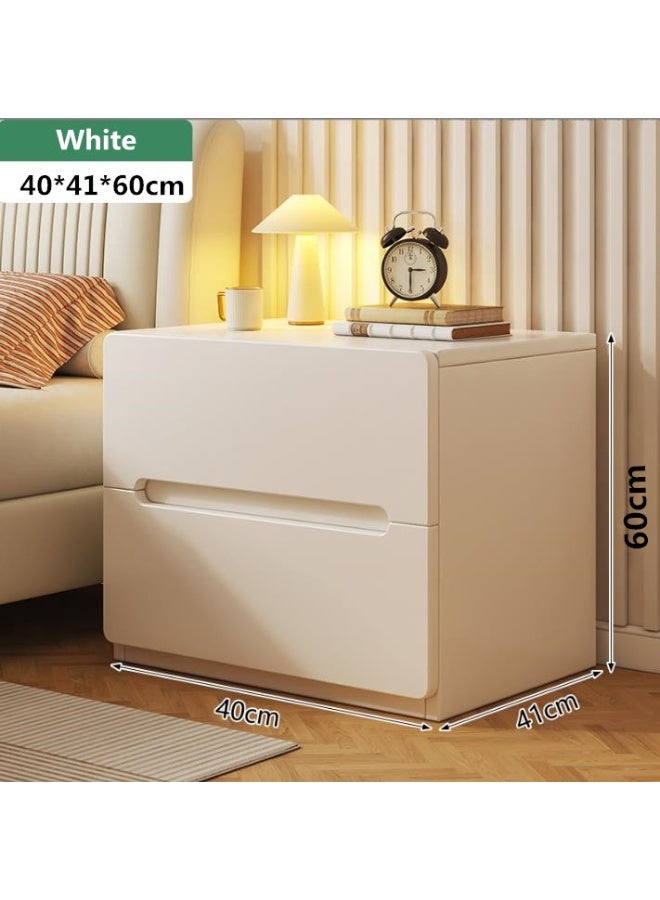 جولدن طاولة جانبية مع درجين، طاولة جانبية مع تخزين، طاولة زينة صغيرة مع درجين، طاولة جانبية مع منظم قماش، مناسبة لغرفة النوم وخزانة الملابس والمدخل (أبيض) - Image 2