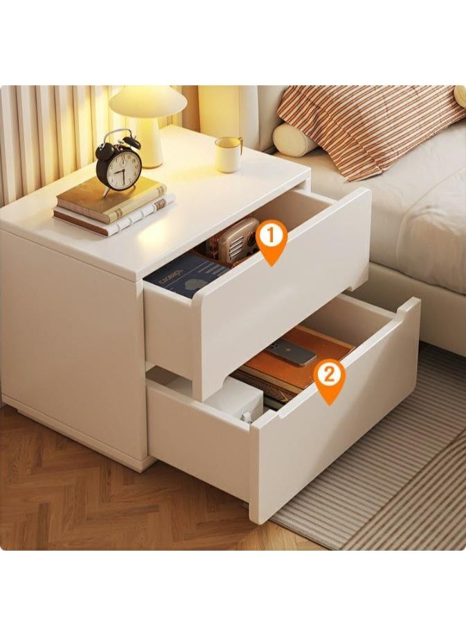 جولدن طاولة جانبية مع درجين، طاولة جانبية مع تخزين، طاولة زينة صغيرة مع درجين، طاولة جانبية مع منظم قماش، مناسبة لغرفة النوم وخزانة الملابس والمدخل (أبيض) - Image 3