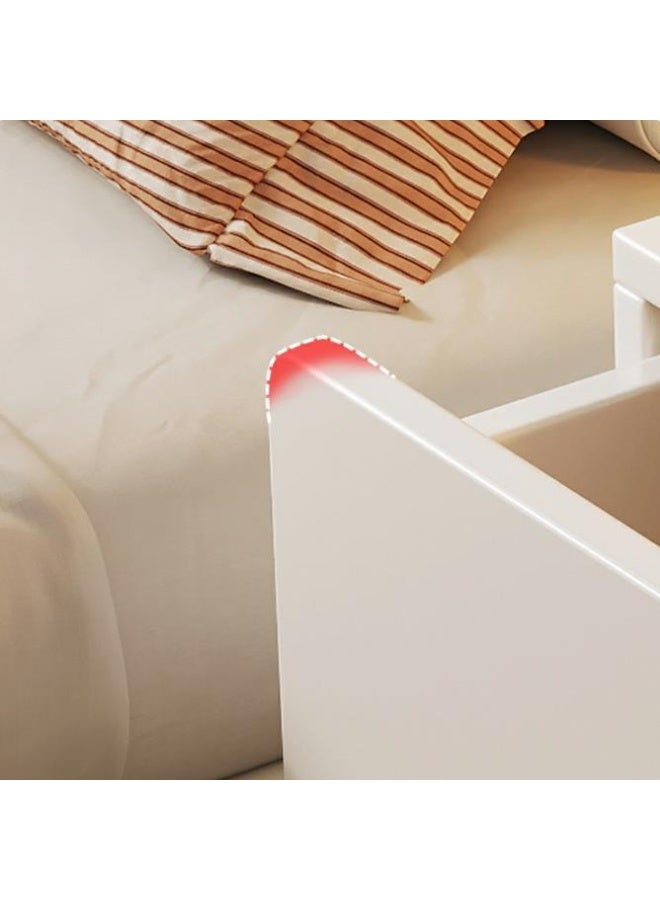 جولدن طاولة جانبية مع درجين، طاولة جانبية مع تخزين، طاولة زينة صغيرة مع درجين، طاولة جانبية مع منظم قماش، مناسبة لغرفة النوم وخزانة الملابس والمدخل (أبيض) - Image 5