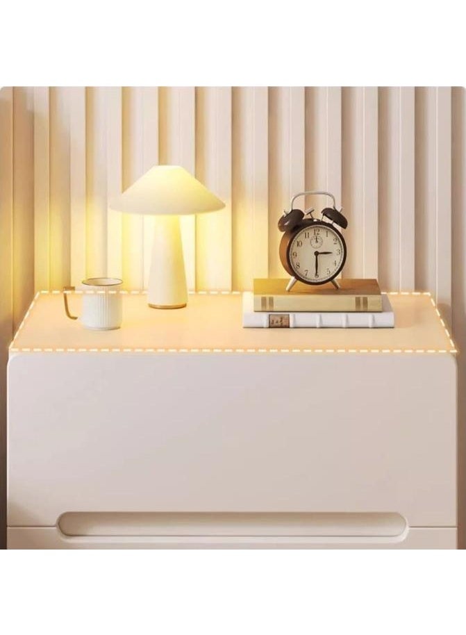 جولدن طاولة جانبية مع درجين، طاولة جانبية مع تخزين، طاولة زينة صغيرة مع درجين، طاولة جانبية مع منظم قماش، مناسبة لغرفة النوم وخزانة الملابس والمدخل (أبيض) - Image 4