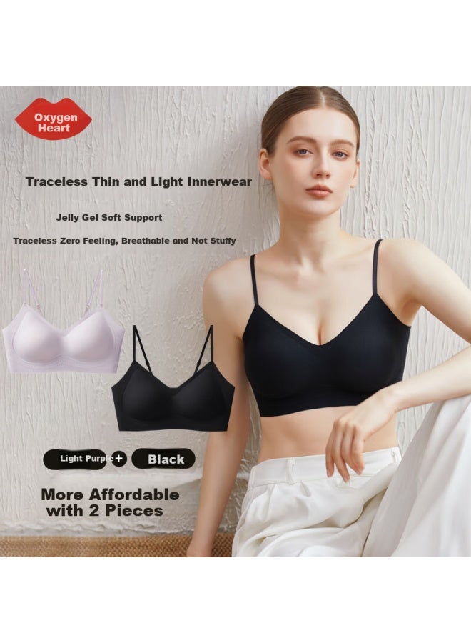 Yangxin Two-piece Set Summer Seamless Push-up Bra Wireless Sports Bra For Small Side Support And Beautiful Back Design Underwear