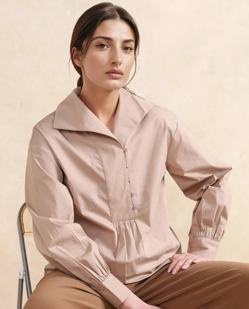 ريريزم Women's Collared Top With Button Detailing