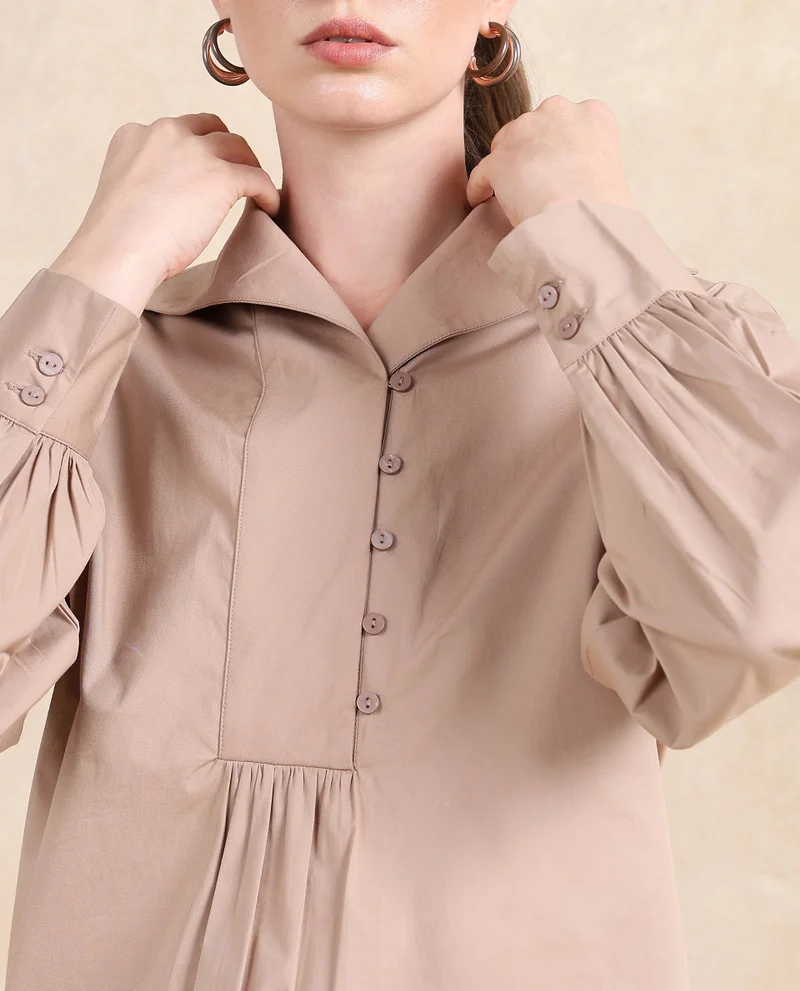 ريريزم Women's Collared Top With Button Detailing