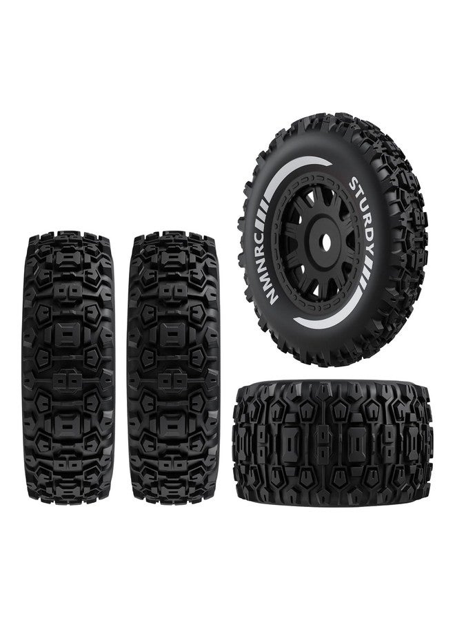NMNRC Pre-Glued Plastic Rim Wheels and Tires Compatible with Arrma 1/16 Mojave Grom 4X4 RTR Series Upgrades Part Black - Image 1