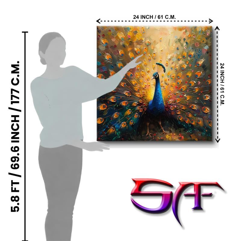 SAF SAF Wooden Framed Peacock Canvas Wall decor Painting for Home and office || Home décor Painting,Living Room, Bedroom,Office Room Decor - Painting for Wall DecorationCV-38112  - Image 5