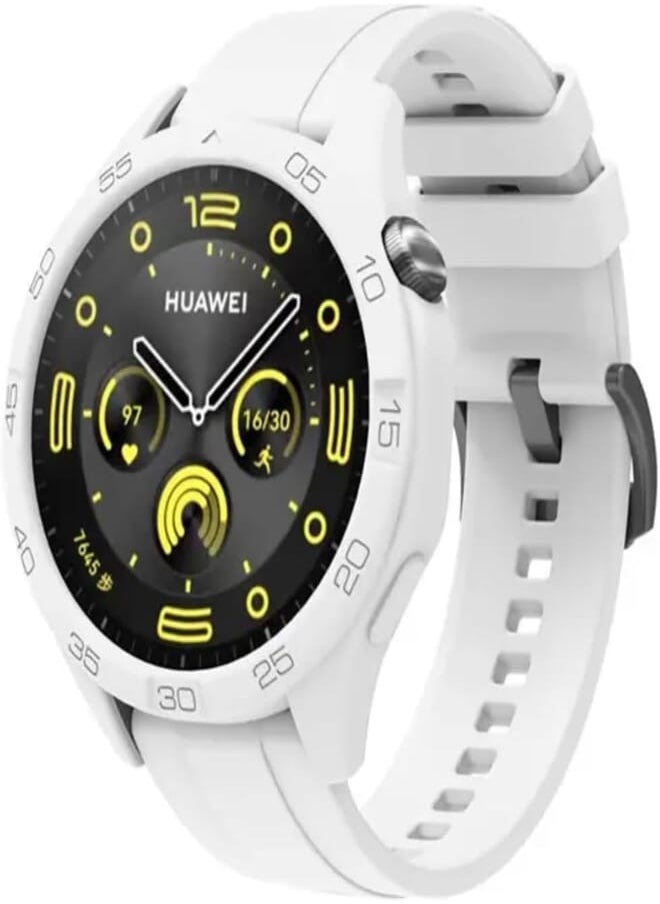 Generic - Fekra Case + Strap 2 In 1 For Huawei Watch GT5 46mm | GT4 46mm High Quality Silicon Watch Protector Shell And Band One Color Watchband Case (White) - Image 1