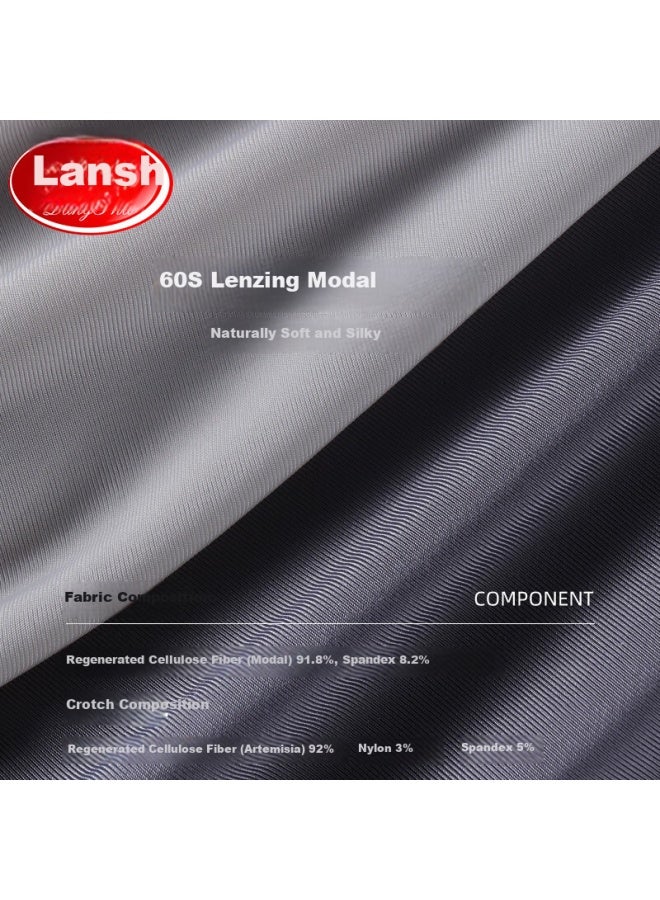 LANG SHA Langsha Men's Modal Smooth And Comfortable Ai Grass Antibacterial Mid-waist Men's Boxer Briefs Men's Four-corner Shorts - Image 5