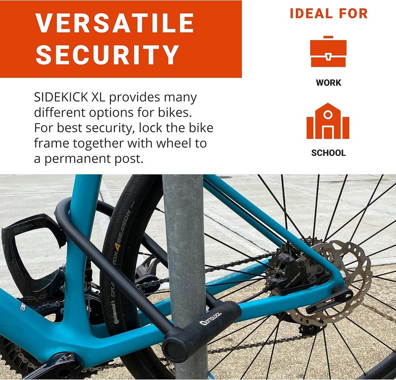 OTTOLOCK Sidekick XL Full-Size U-Lock - Heavy Duty Anti Theft Bicycle U-Lock with Keys, Silicone-Coated, Bike Accessories, Orange - Image 2