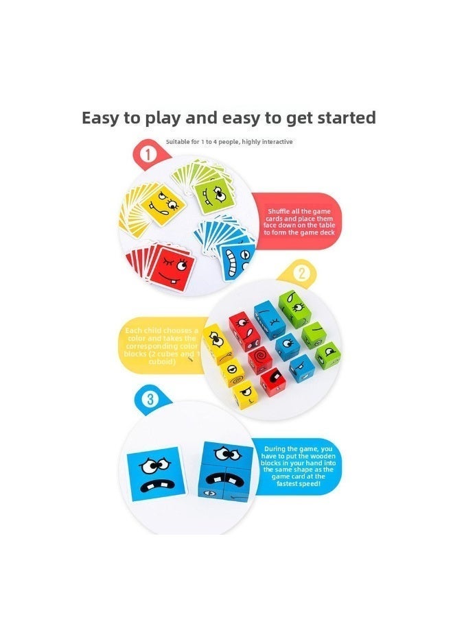 Wooden Expression Puzzle Building Blocks Educational Game for Kids - Image 3