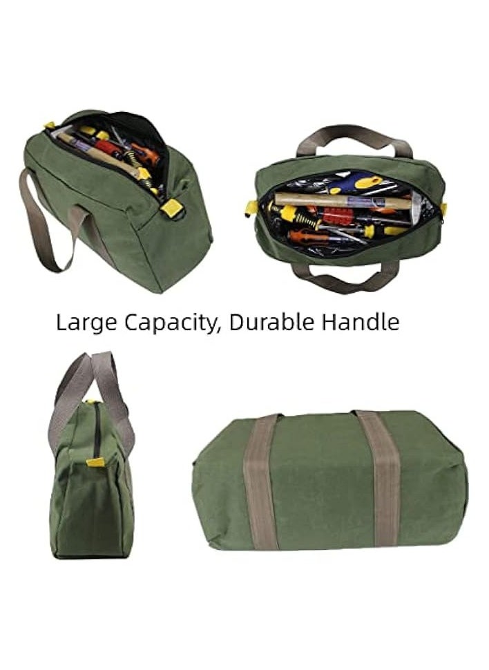 erorex Canvas Wide Mouth Handbag, Portable Zippered Tool Bag, Large Capacity Tool Tote Storage Pouch for Electricians, Portable Tool Organizer, Men's Tool Bag (14 in)  - Image 3