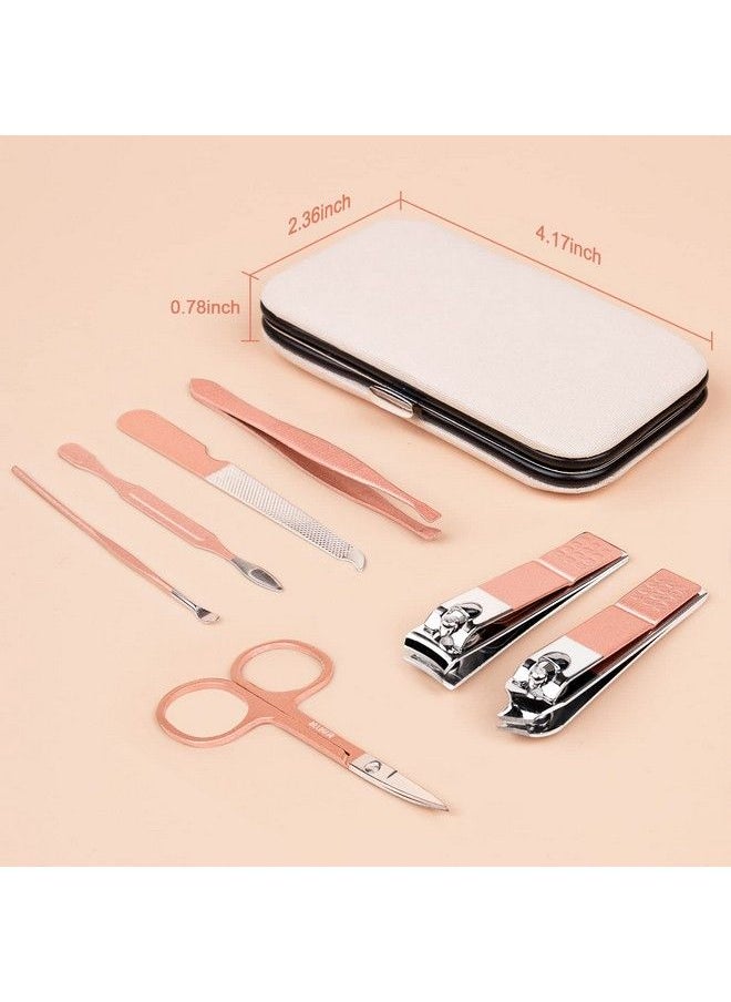 Jiasheng - Manicure Pedicure Set Stainless Steel Nail Clippers Personal Nail Clipping Tools Portable Travel Grooming Kit With Snap Shut Case Rose Gold - Image 1