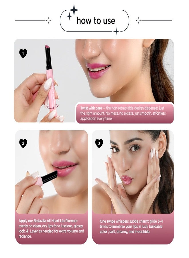 BELLAVITA All Hearts Lip Plumper | Hydrating Plumping Gloss | Natural Tint & Shine | BellaMood Tech | Paraben Free Lip Gloss | Pink Promise | 1.2g - Image 5