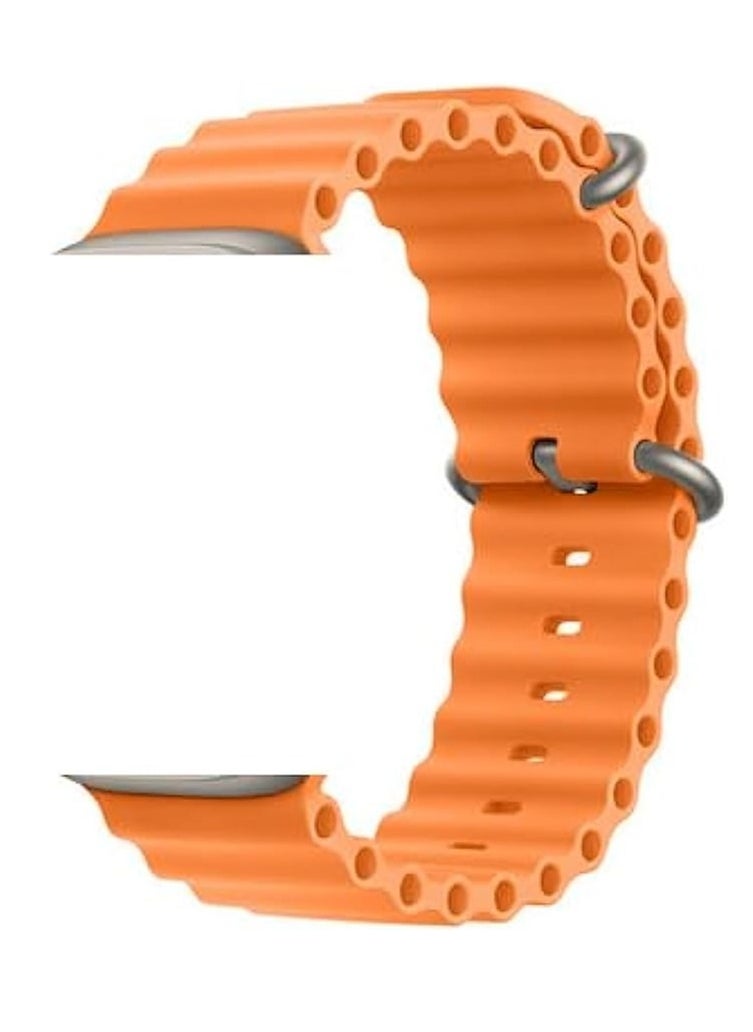 Generic Ocean Band ultra strap 49mm 45mm 44mm 42mm Men Women, Soft Silicone Sport Band Replacement Strap for smart Watch Ultra2/Ultra Watch Series SE 9 8 7 SE 6 5 4 3 2 1 - orange  - Image 2