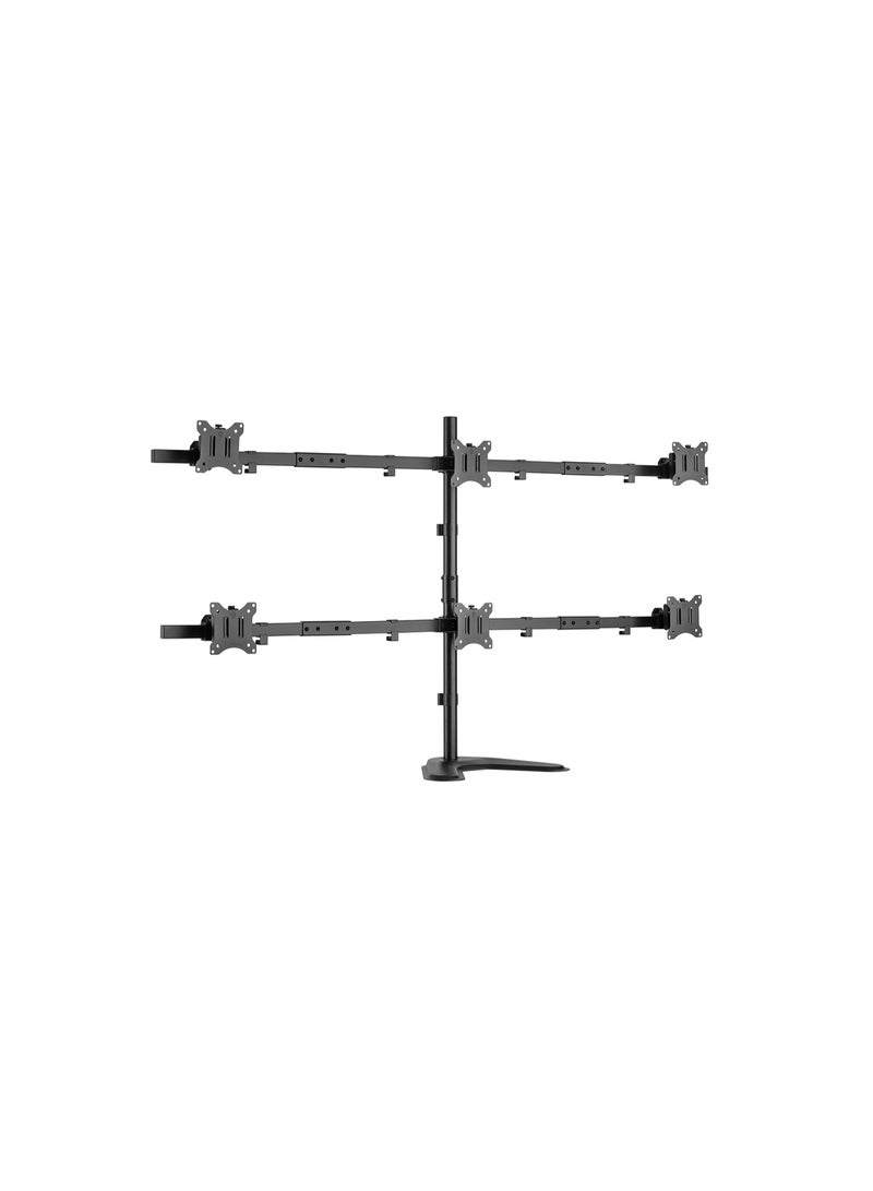 Skill Tech Skilltech SH57 T06 Six-Screen Standing Pole Monitor Mount for 17–32", Heavy-Duty Steel, 7kg Per Screen, Full Motion Tilt/Swivel/Rotation, Max VESA 100×100, Freestanding Tabletop Stand, Cable Management – Fine Texture Black - Image 3