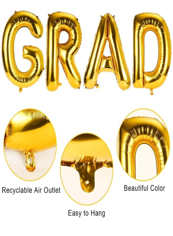 PEUTIER Grad Balloons Set, 40in Foil Graduation Balloons Large Congrats Graduation Party Balloons Congratulations Letter Grad Decorations for Graduation Celebration Party Supplies(Gold), M - Image 4