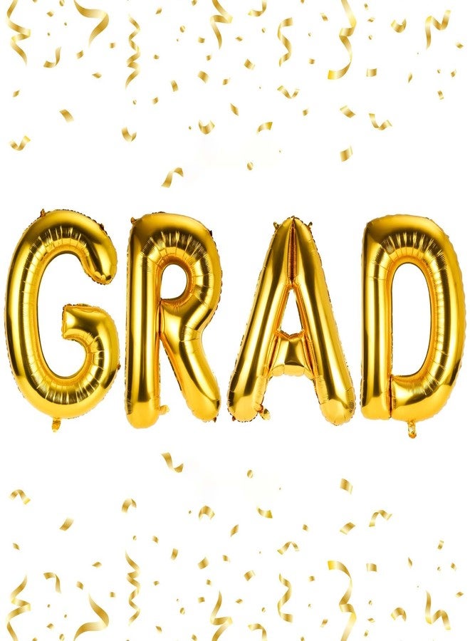 PEUTIER Grad Balloons Set, 40in Foil Graduation Balloons Large Congrats Graduation Party Balloons Congratulations Letter Grad Decorations for Graduation Celebration Party Supplies(Gold), M - Image 1