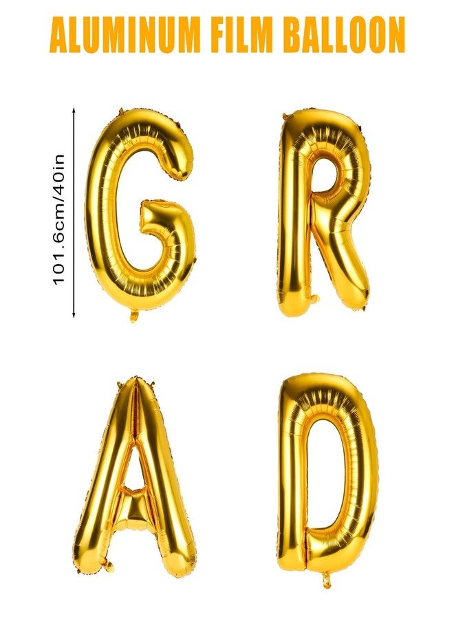 PEUTIER Grad Balloons Set, 40in Foil Graduation Balloons Large Congrats Graduation Party Balloons Congratulations Letter Grad Decorations for Graduation Celebration Party Supplies(Gold), M - Image 2