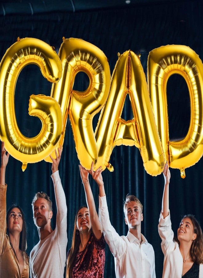 PEUTIER Grad Balloons Set, 40in Foil Graduation Balloons Large Congrats Graduation Party Balloons Congratulations Letter Grad Decorations for Graduation Celebration Party Supplies(Gold), M - Image 3