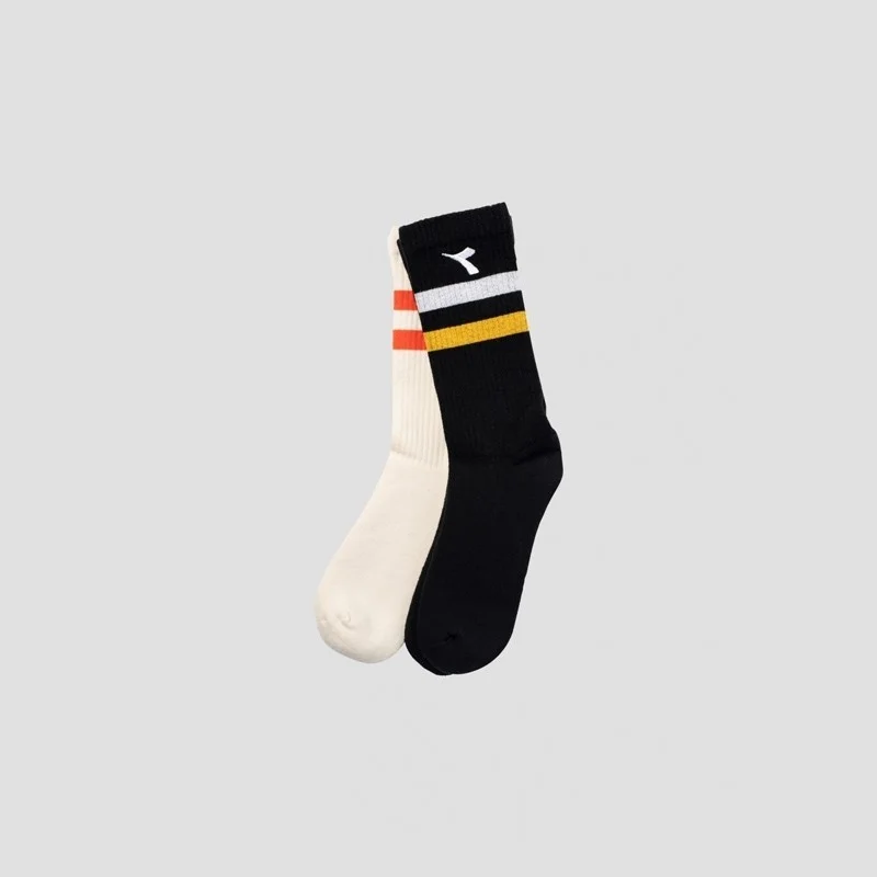 ديادورا 2 Pack Striped Crew Socks W Cream Color Black Women's 2-Piece Socks - D202014-976