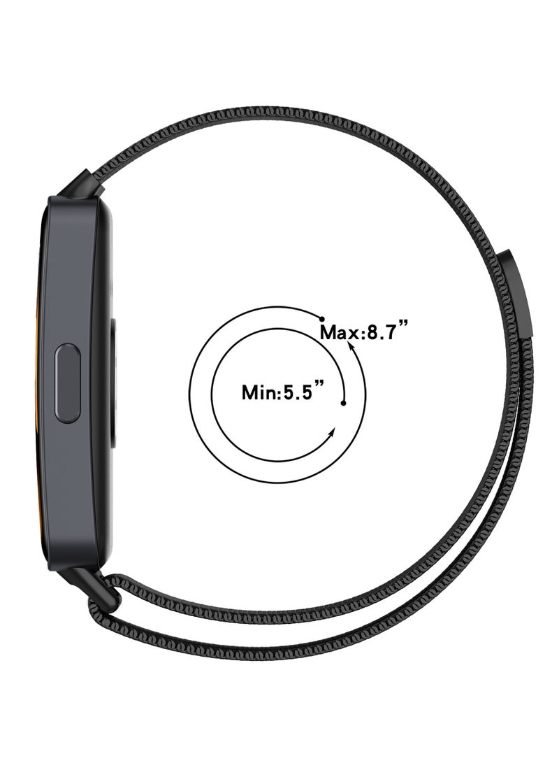 Straps Compatible with Huawei Band 10,Band 9,Band 8 Stainless Steel Band for Men,Women,Black - Image 4