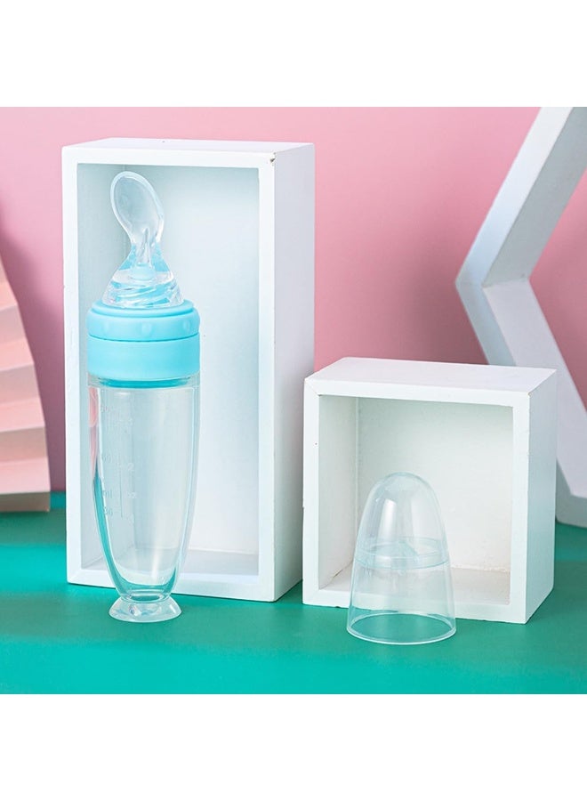 إي سي في في عبوة من 2 ملعقة طعام سيليكون للأطفال مع قاعدة قائمة - موزع طعام للضغط على الحبوب والهريس، تصميم قائم بذاته للرضع والأطفال الصغار - Image 5