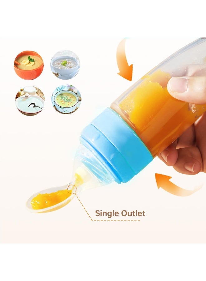 إي سي في في عبوة من 2 ملعقة طعام سيليكون للأطفال مع قاعدة قائمة - موزع طعام للضغط على الحبوب والهريس، تصميم قائم بذاته للرضع والأطفال الصغار - Image 4