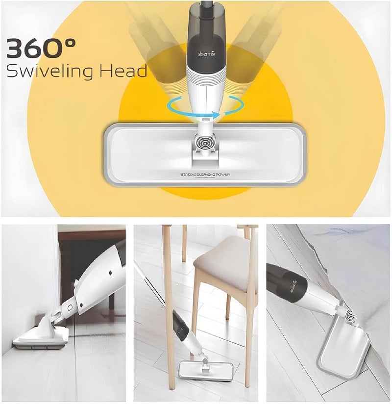 Deerma Water Spray Mop, Floormop for Hard Floor Cleaning with Microfiber Mop Pad Refills and 350ml Water Tank, 360° Rotation Flat for Home Kitchen Hard Floor-1 FREE Replacement - Image 2