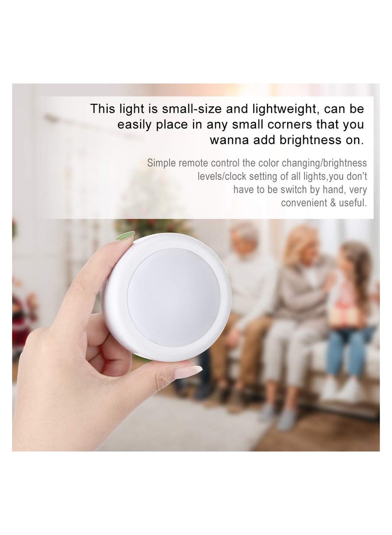 SOLARAE 6 Pack Puck Light with 2 Remote Control, RGB 13 Colors Changing LED Wireless LED Under Cabinet Lighting Push Lights Closet Light Battery Powered Lights Under Counter Lighting 3 AA Battery - Image 4