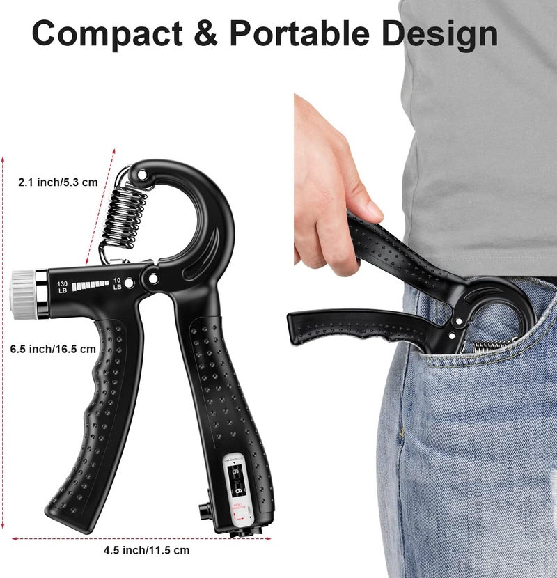 KDG Hand Grip Strengthener 2 Pack Adjustable Resistance 10-130 lbs Forearm Exerciser，Grip Strength Trainer for Muscle Building and Injury Recovery for Athletes - Image 5