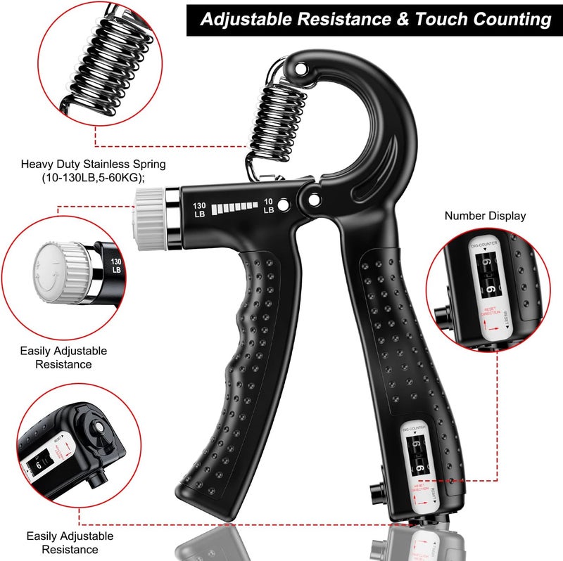 KDG Hand Grip Strengthener 2 Pack Adjustable Resistance 10-130 lbs Forearm Exerciser，Grip Strength Trainer for Muscle Building and Injury Recovery for Athletes - Image 2