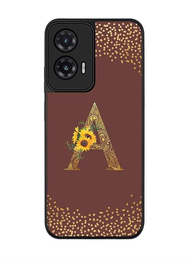 Stylizedd For Motorola Moto G35 Case,Slim fit Camera Protection, Shockproof Thin Phone cover  - Custom Floral Monogram - A  (Brown )