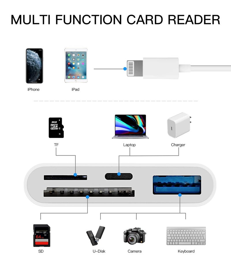 zoyuzan Camera Micro SD TF Memory Card Reader Lightning Male to USB3.0 Female Adapter OTG Cable for Apple iPhone 11 12 Mini max pro xs xr x se2 7 8plus Ipad air A Connector Flash Stick Drive Splitter - Image 2