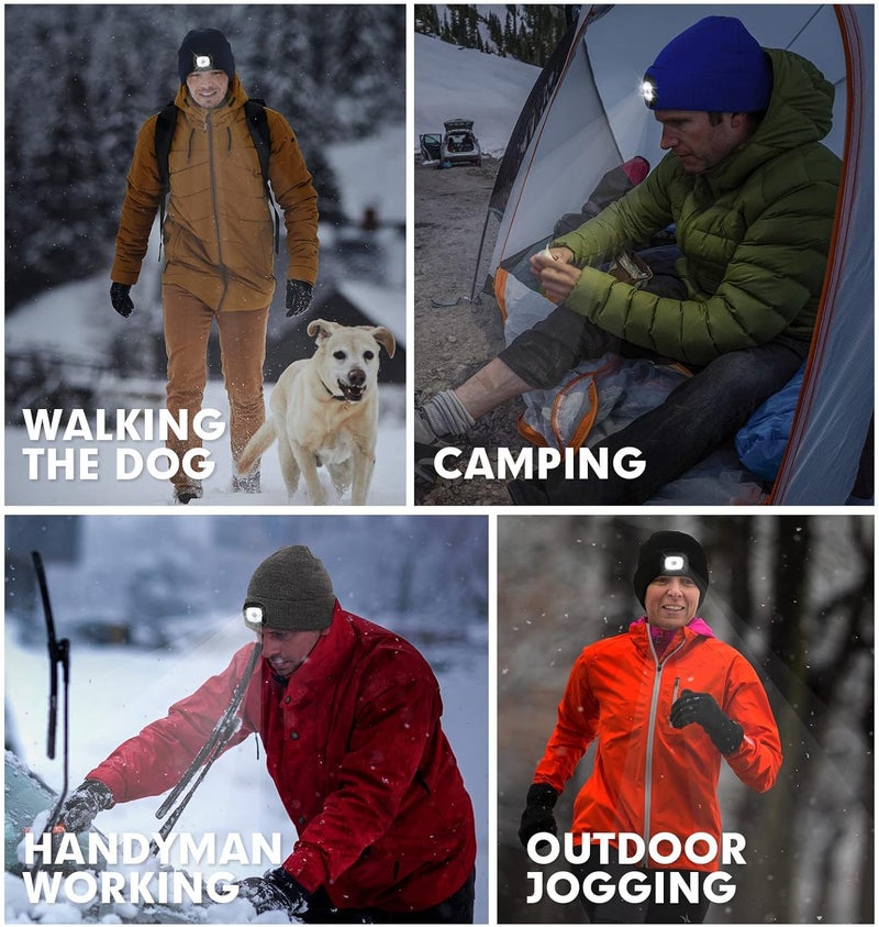 CENSGO Store Unisex Hat with Light, USB Rechargeable Headlamp Beanie, Gifts for Dad Father Men Husband Warm Knitted Cap - Image 5