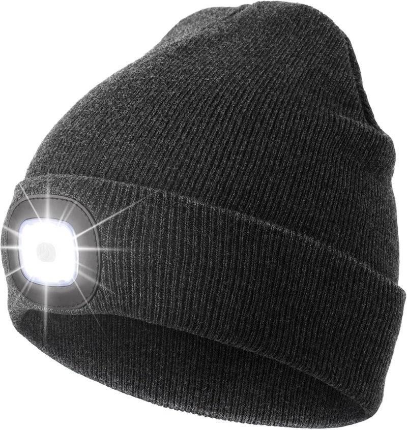 CENSGO Store Unisex Hat with Light, USB Rechargeable Headlamp Beanie, Gifts for Dad Father Men Husband Warm Knitted Cap - Image 1