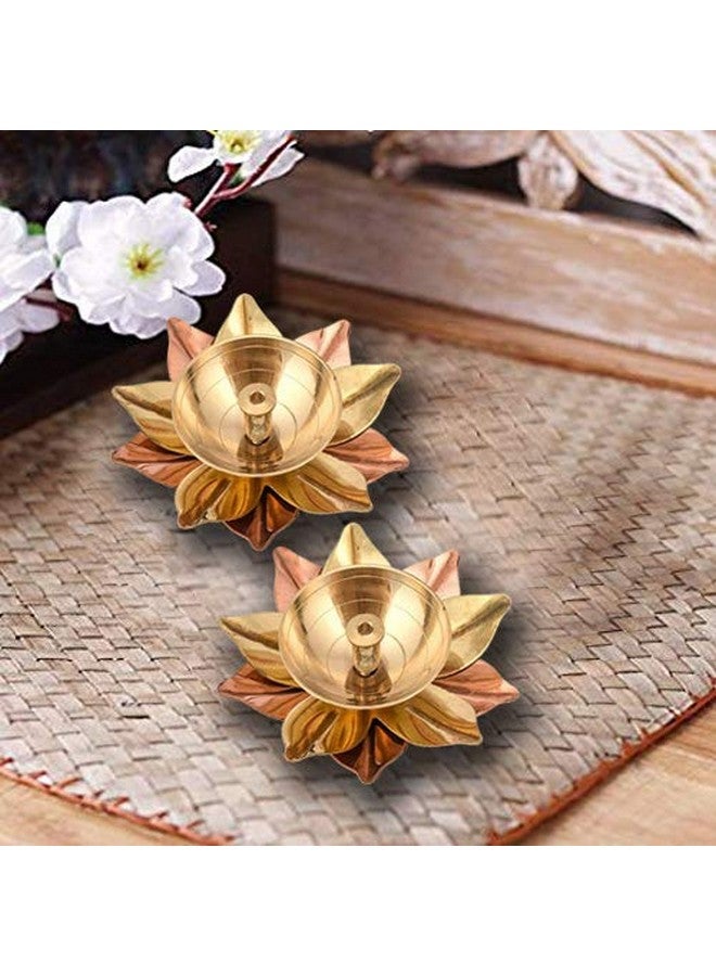 Collectible India Set of 8 Brass Diya for Puja Oil Lamp Lotus Shape - Deepak for Pooja Diwali Decoration Items - Diwali Gift - Return Gift - Image 3