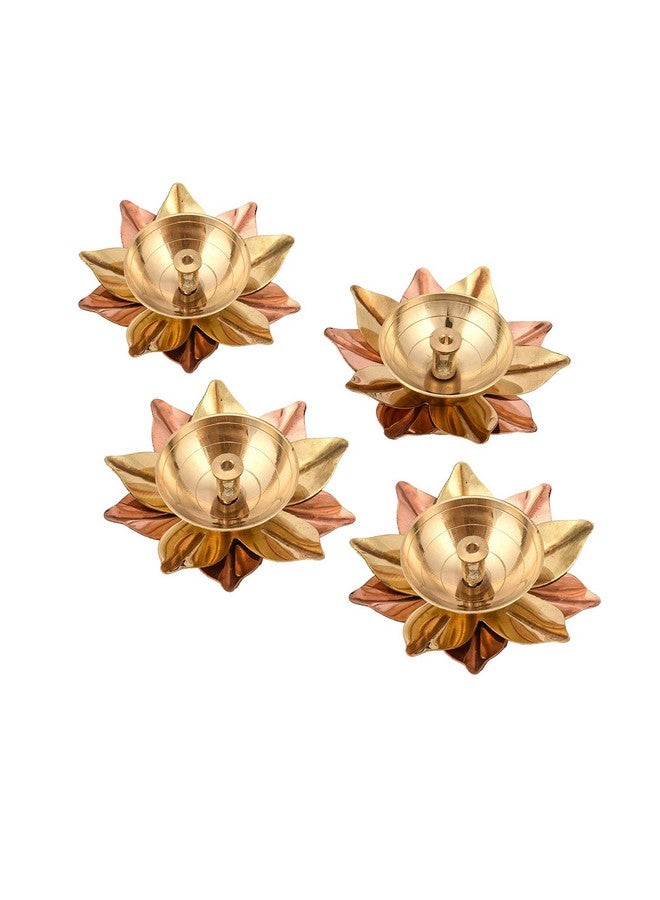 Collectible India Set of 8 Brass Diya for Puja Oil Lamp Lotus Shape - Deepak for Pooja Diwali Decoration Items - Diwali Gift - Return Gift - Image 5